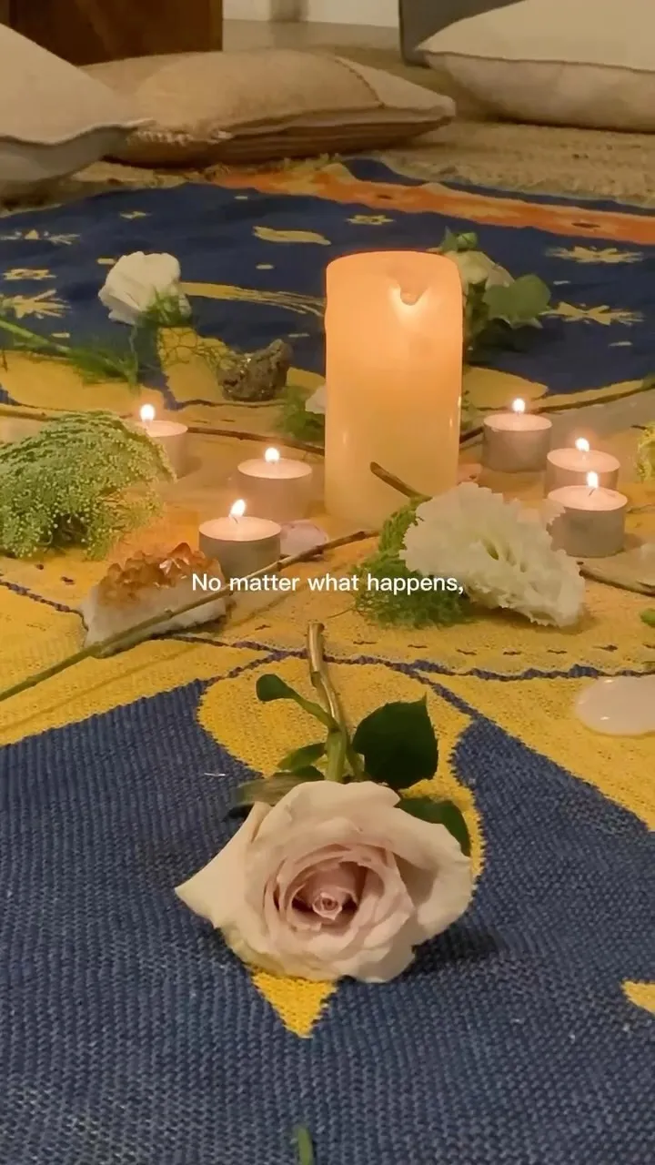 Reel: candles and flowers laid out for a retreat