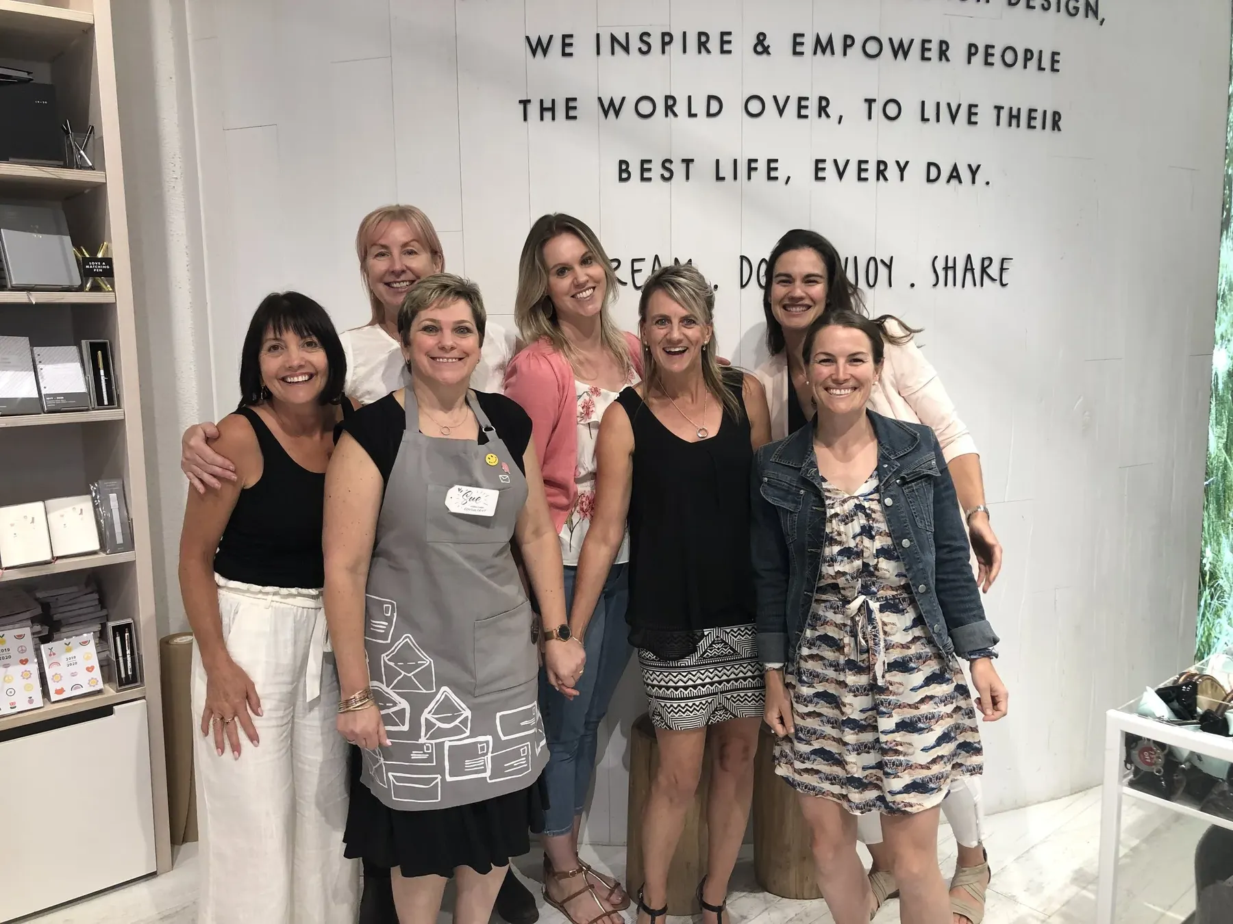 Sue with a group after a workshop at kikki.K